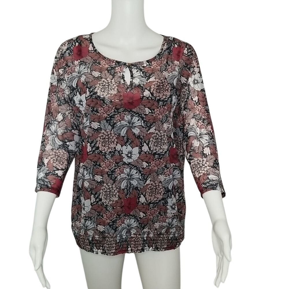 Maurices Sheer Floral Top with Attached Black‎ Cami